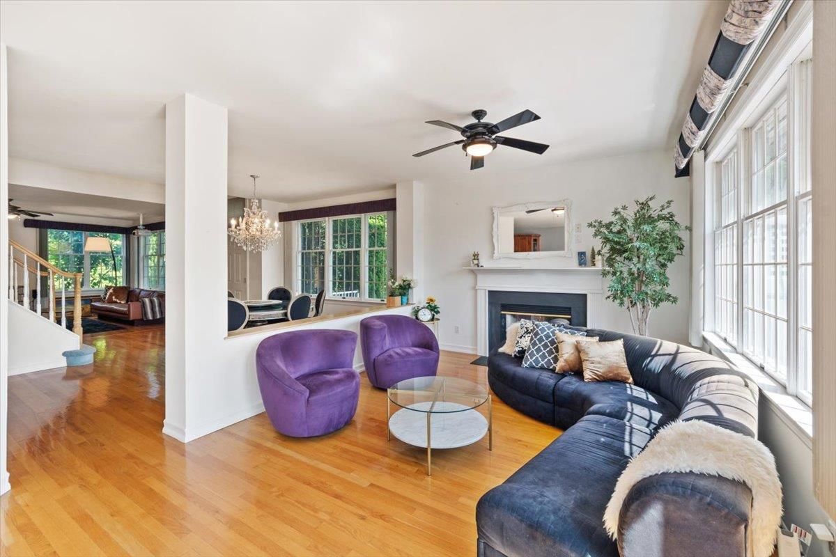 Chandelier, Fireplace, Interior, Living room, Wood Texture Flooring