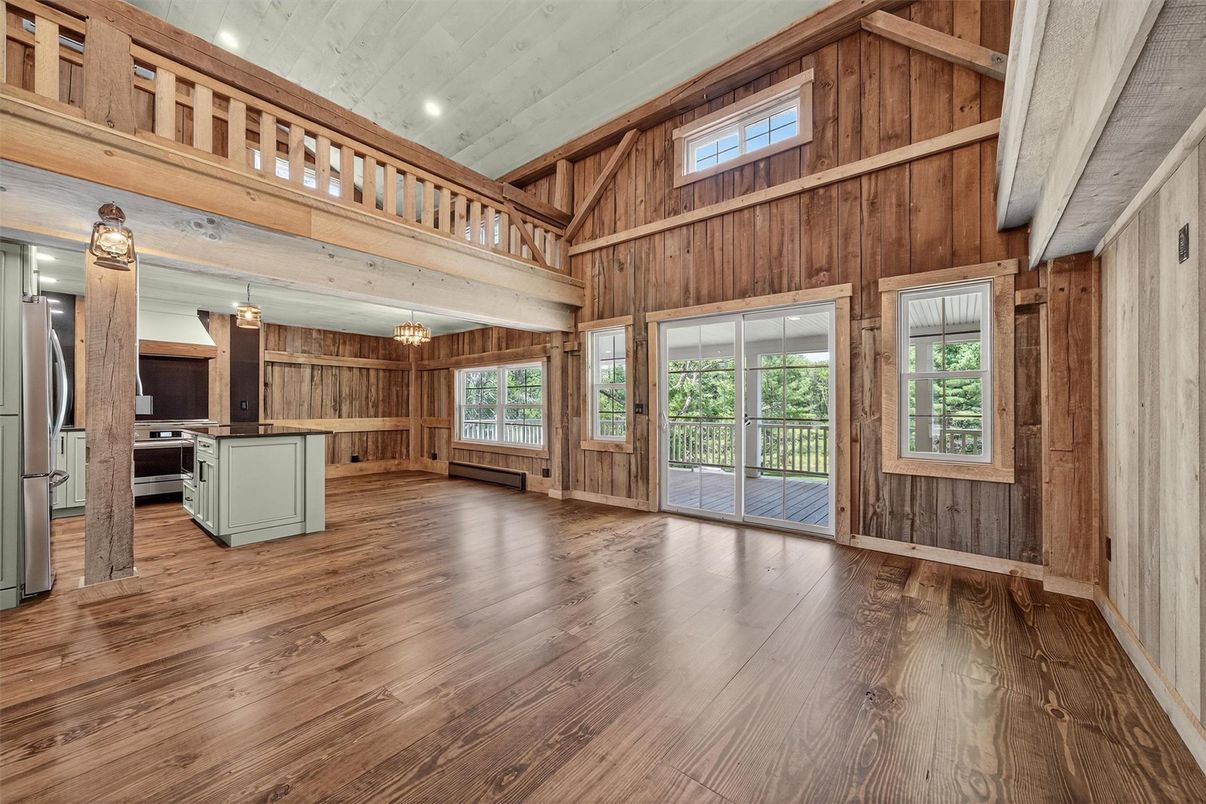 Empty room, Interior, Kitchen, Wooden Beams, Wood Texture Flooring, Wooden Walls