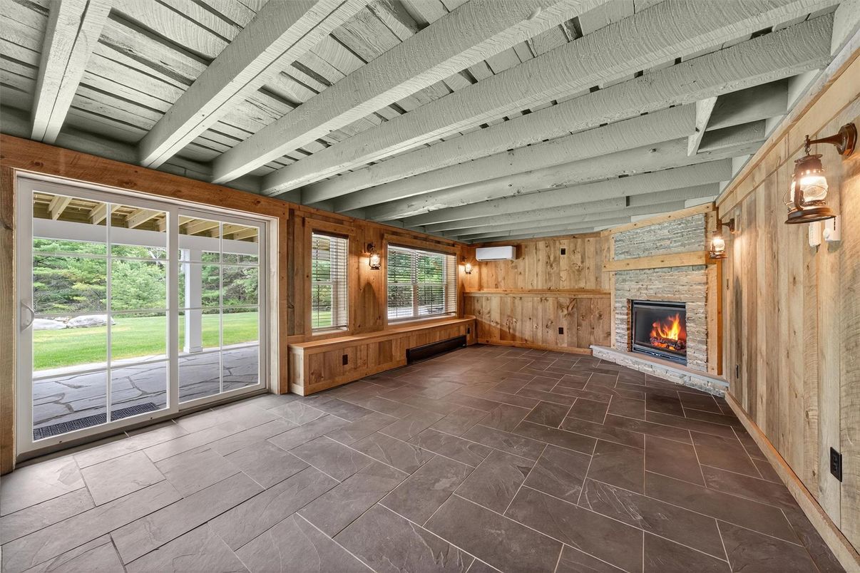 Empty room, Fireplace, Interior, Wooden Walls
