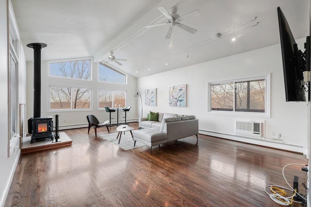 Fireplace, Home Office, Interior, Living room, Wood Texture Flooring