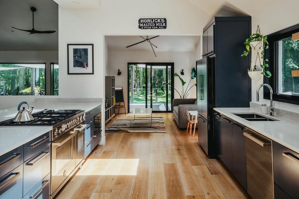 Interior, Kitchen, Stainless Steel Appliances, Wood Texture Flooring