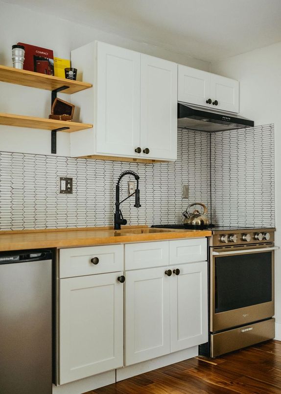 Interior, Kitchen, Stainless Steel Appliances, Wood Texture Flooring