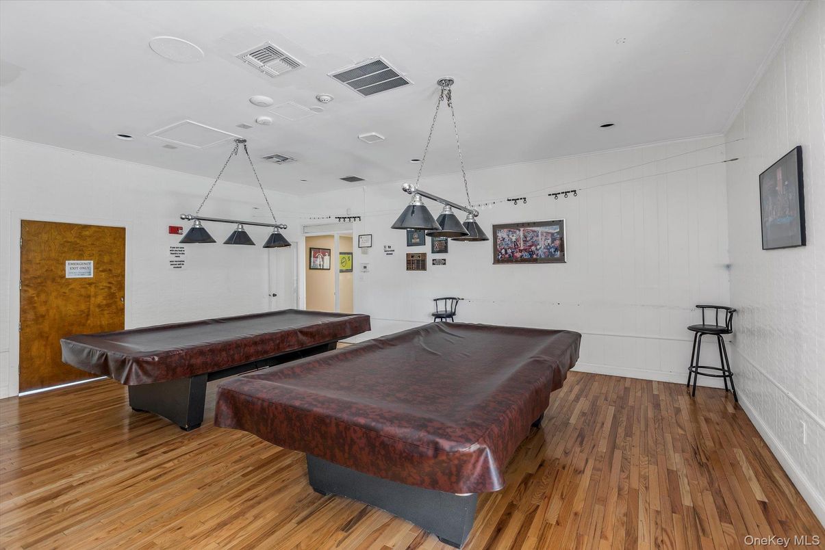Billiard Table, Game Room, Interior, Pendant Lights, Wood Texture Flooring