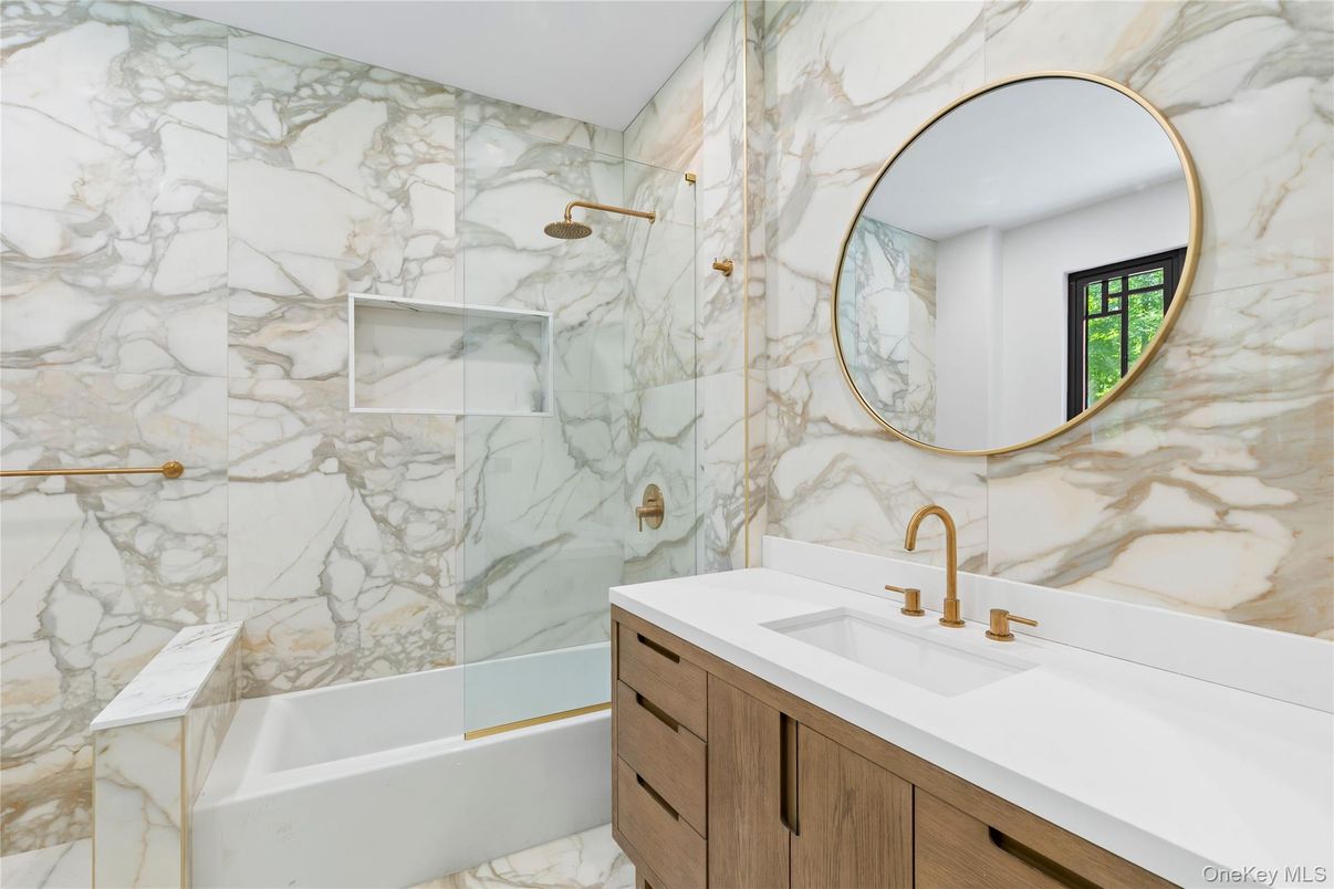 Bathroom, Glass Shower, Interior, Marble, Marble Walls