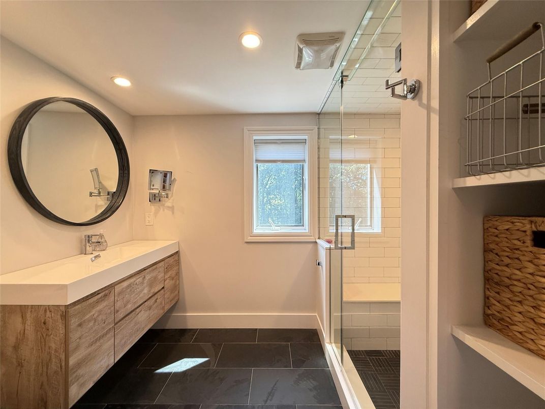 Bathroom, Dual Sink Vanities, Glass Shower, Interior, Recessed Lighting