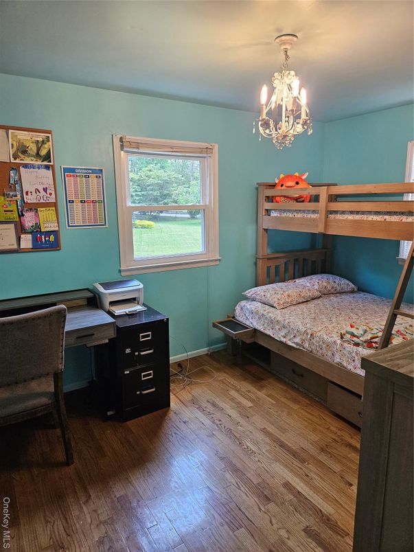 Bedroom, Chandelier, Interior, Wood Texture Flooring