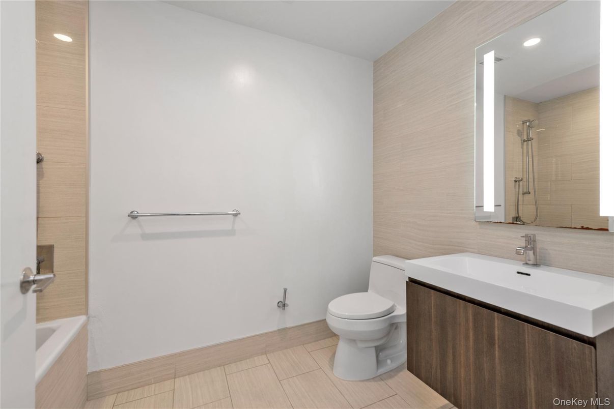 Bathroom, Interior, Recessed Lighting, Wood Texture Flooring