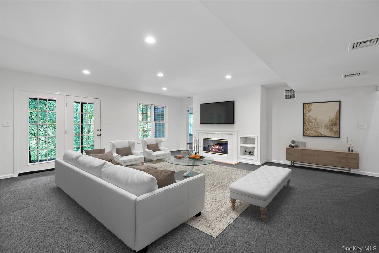 Fireplace, Interior, Living room, Recessed Lighting
