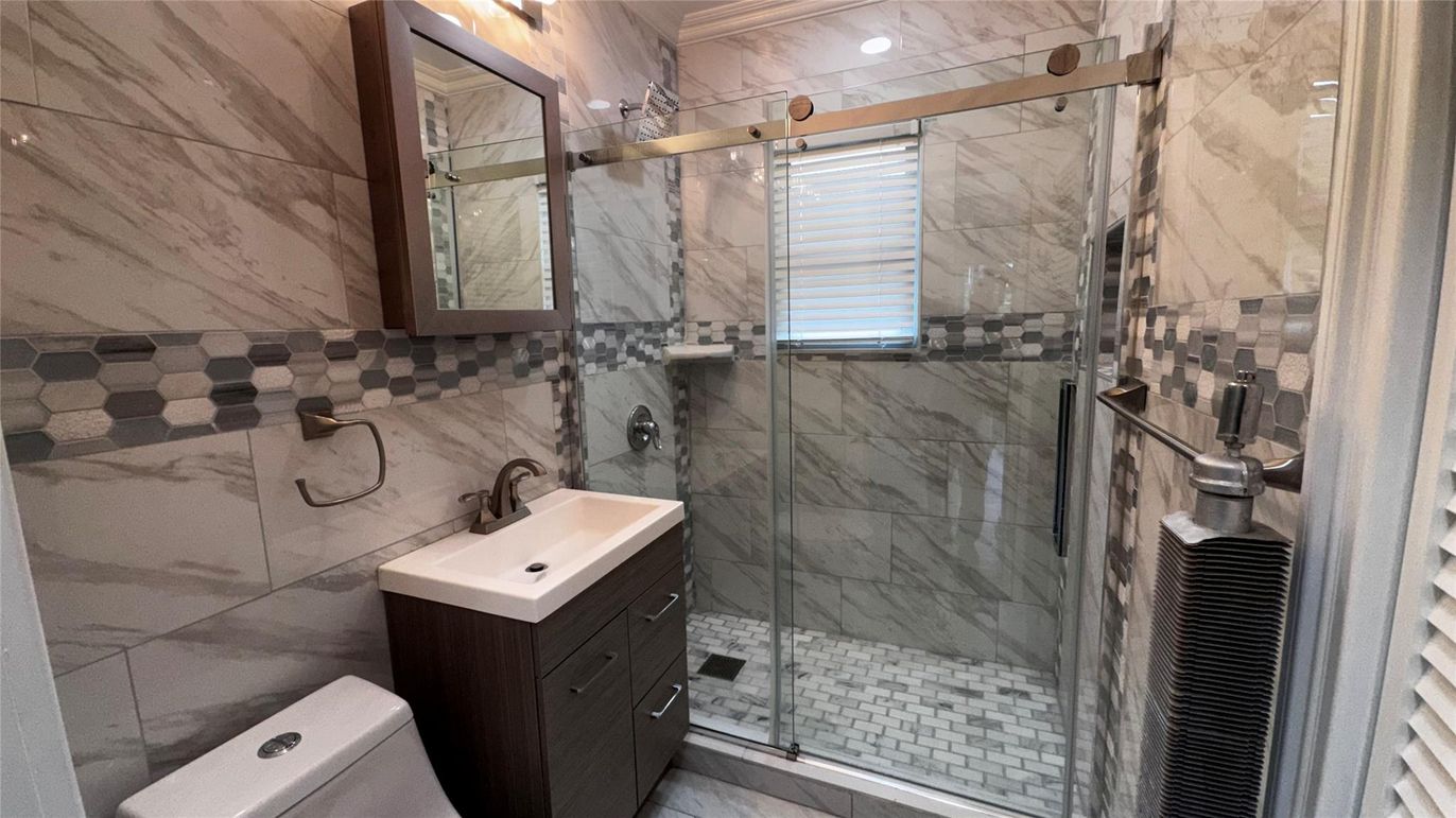 Bathroom, Glass Shower, Interior, Marble Walls