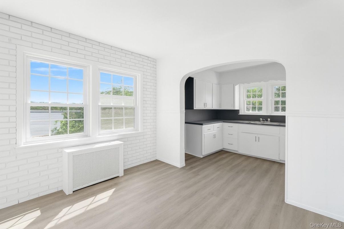 Interior, Kitchen, Stone Walls, Wood Texture Flooring