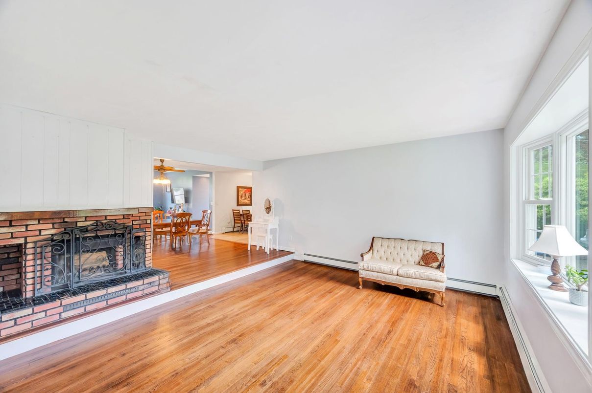 Dining room, Fireplace, Interior, Wood Texture Flooring