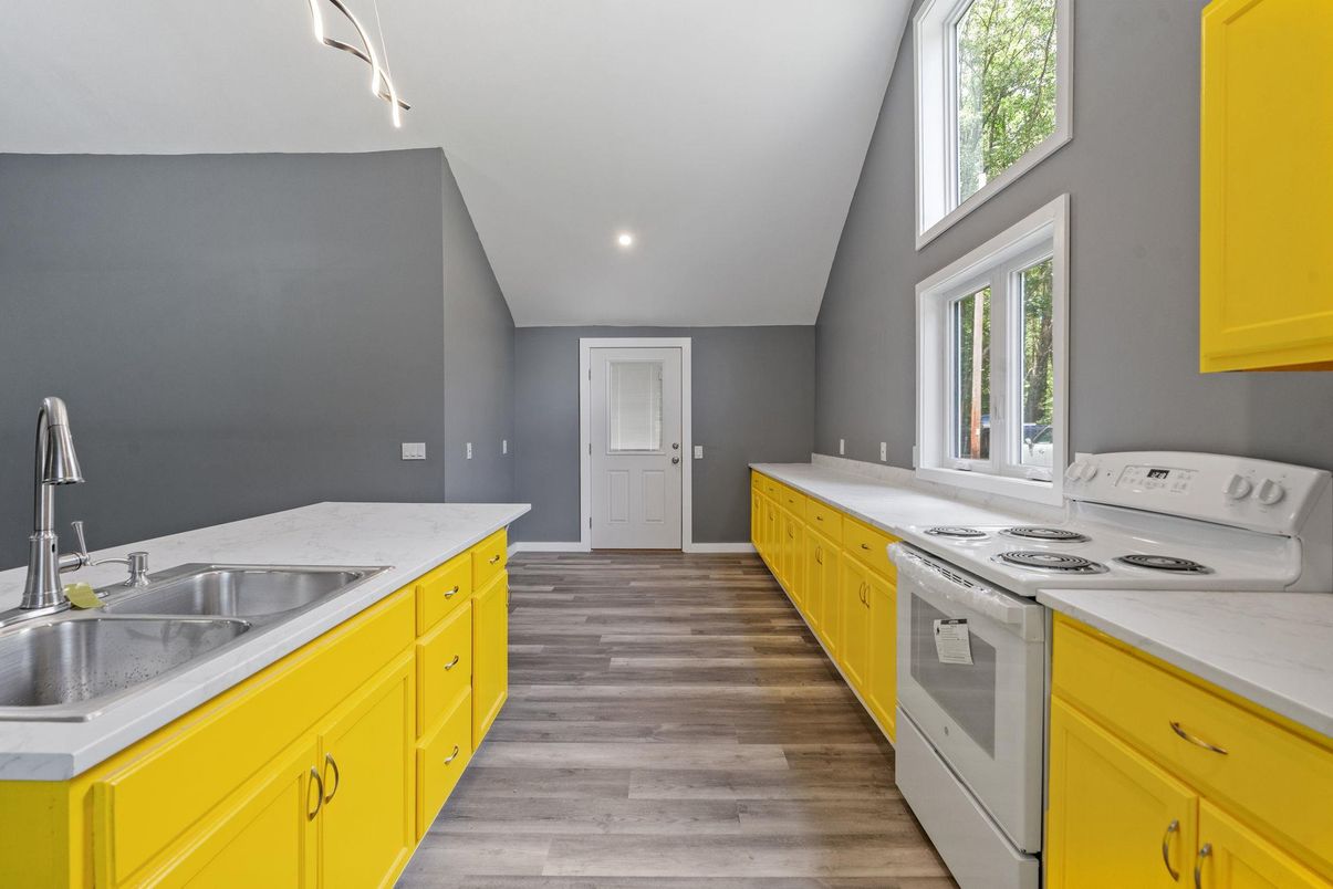 Interior, Kitchen, Recessed Lighting, Wood Texture Flooring