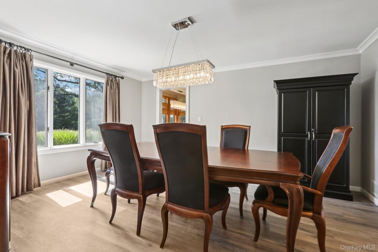Chandelier, Dining room, Interior, Wood Texture Flooring