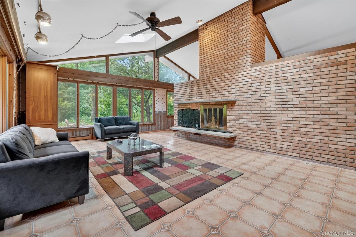 Fireplace, Interior, Living room, Stone Walls