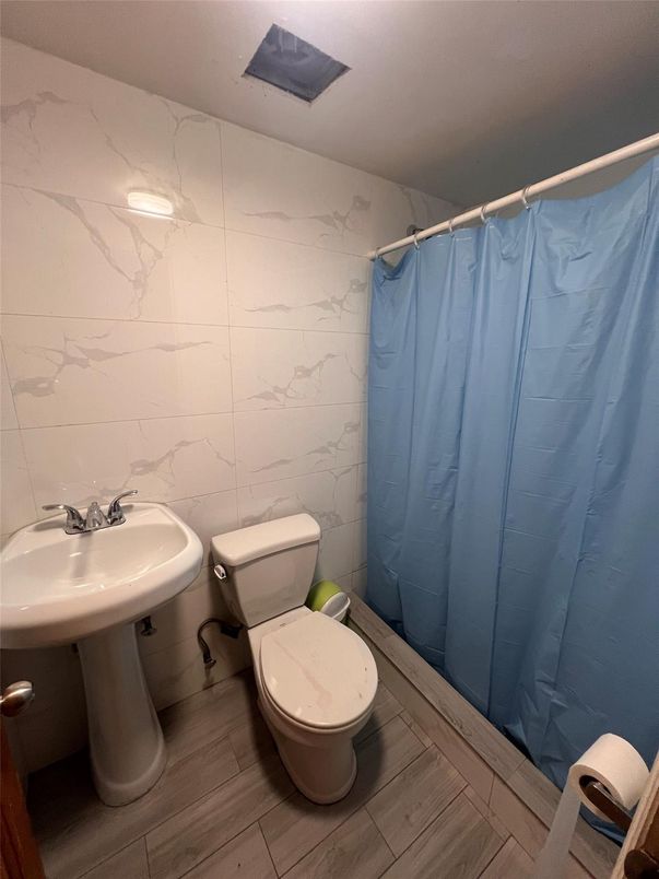 Bathroom, Interior, Marble Walls, Wood Texture Flooring