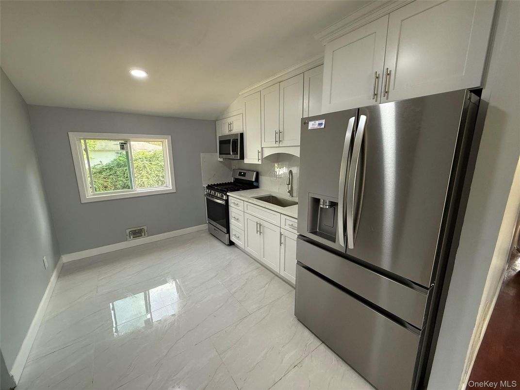 Interior, Kitchen, Marble, Recessed Lighting, Stainless Steel Appliances