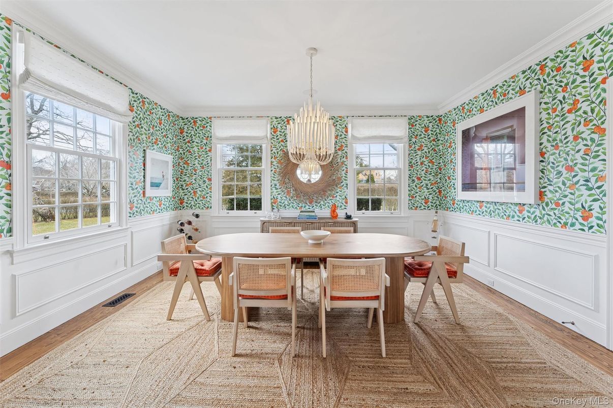 Chandelier, Dining room, Interior, Wood Texture Flooring