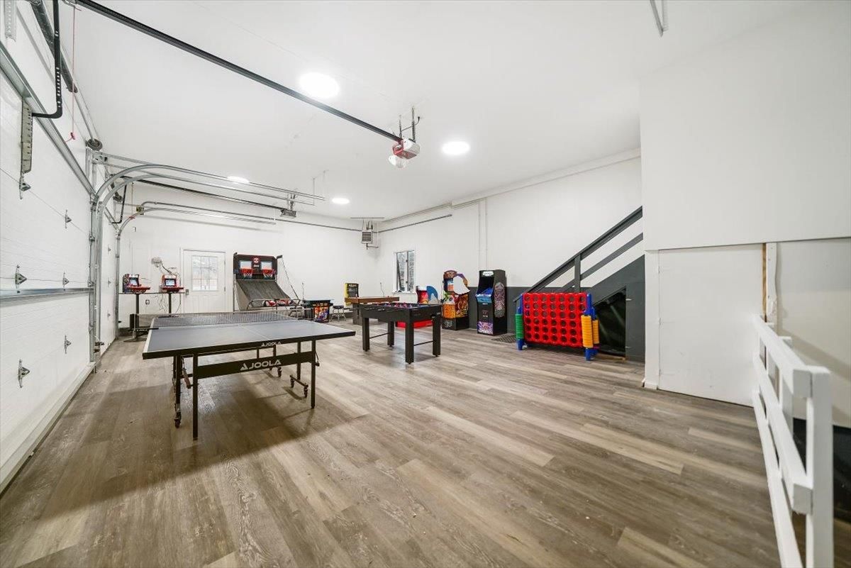 Game Room, Interior, Recessed Lighting, Wood Texture Flooring