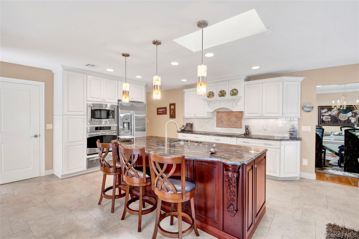 Chandelier, Interior, Kitchen, Pendant Lights, Recessed Lighting, Stainless Steel Appliances