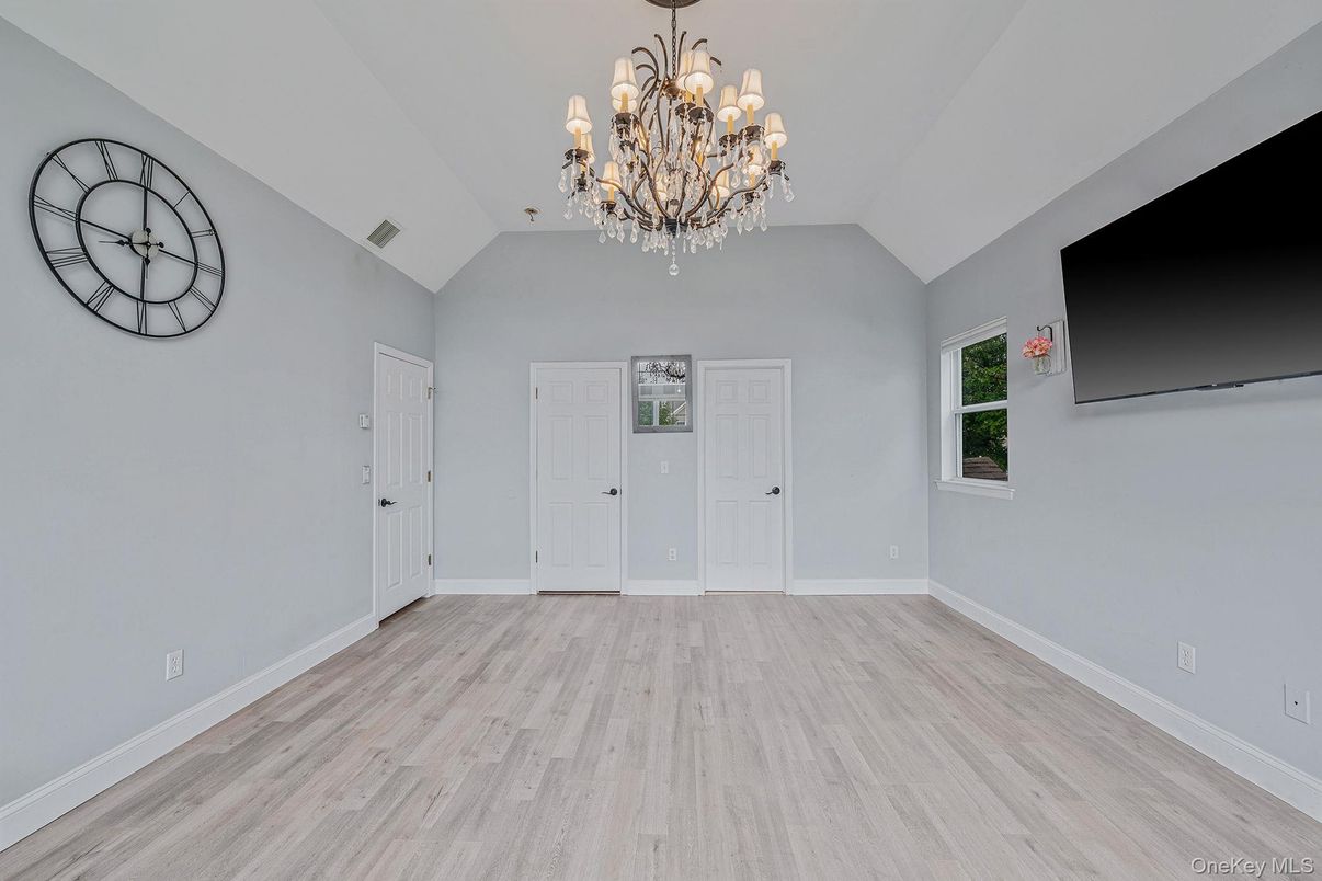 Chandelier, Empty room, Interior, Wood Texture Flooring