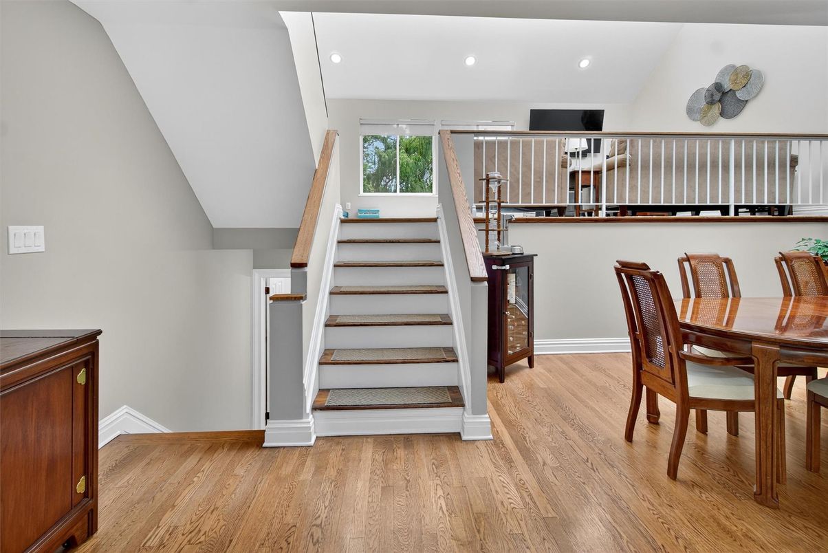 Dining room, Interior, Recessed Lighting, Wood Texture Flooring