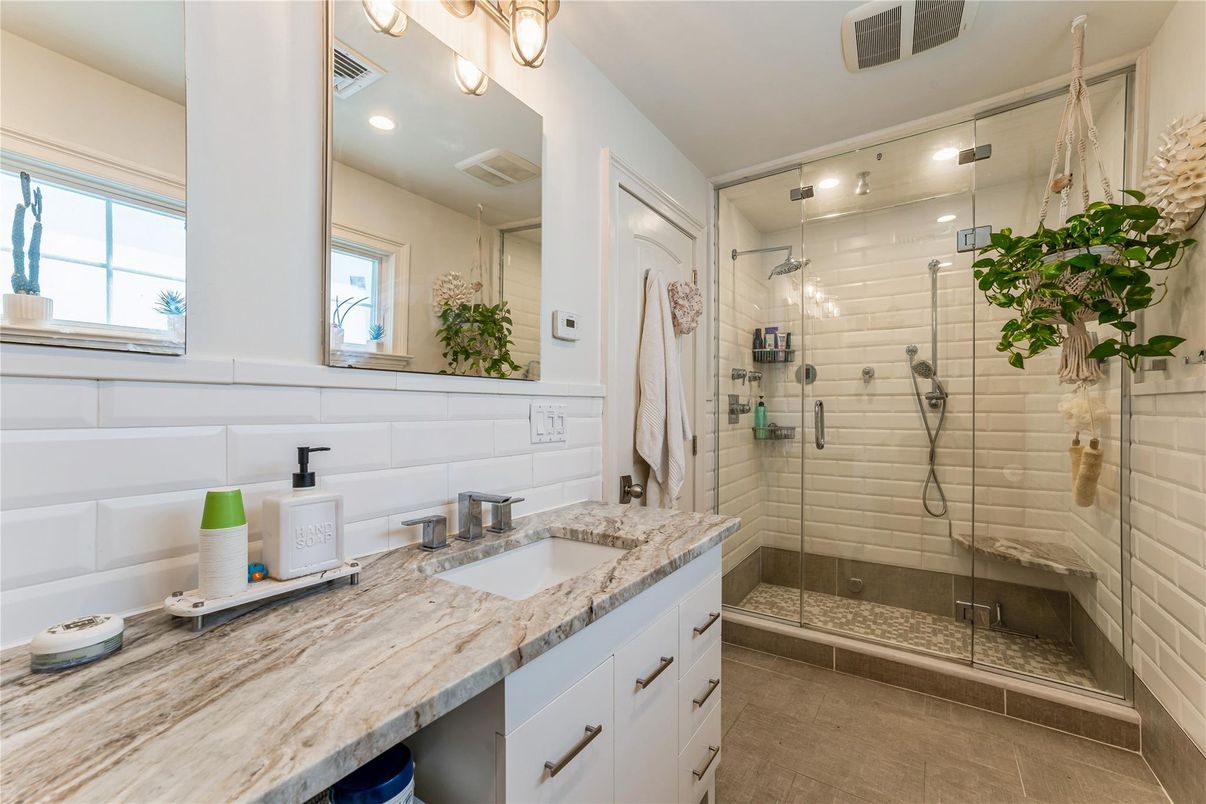 Bathroom, Glass Shower, Interior, Recessed Lighting