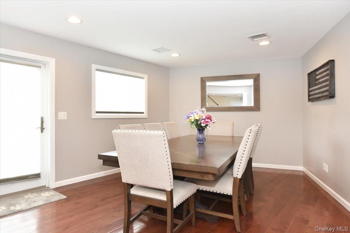 Dining room, Interior, Recessed Lighting, Wood Texture Flooring