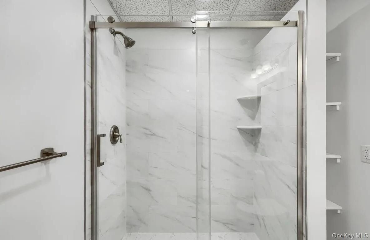 Bathroom, Glass Shower, Interior, Marble Walls