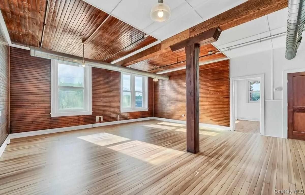 Empty room, Interior, Stone Walls, Wooden Ceilings, Wood Texture Flooring