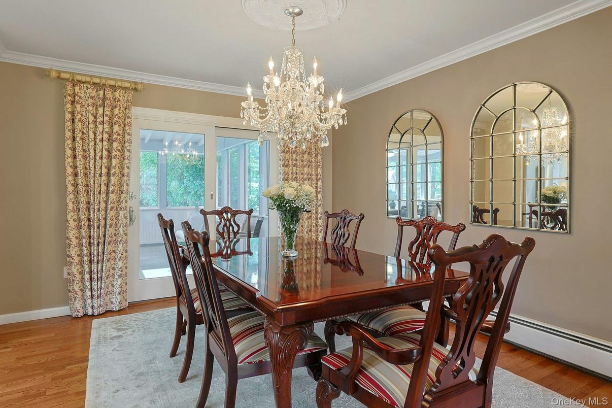 Chandelier, Dining room, Interior, Wood Texture Flooring