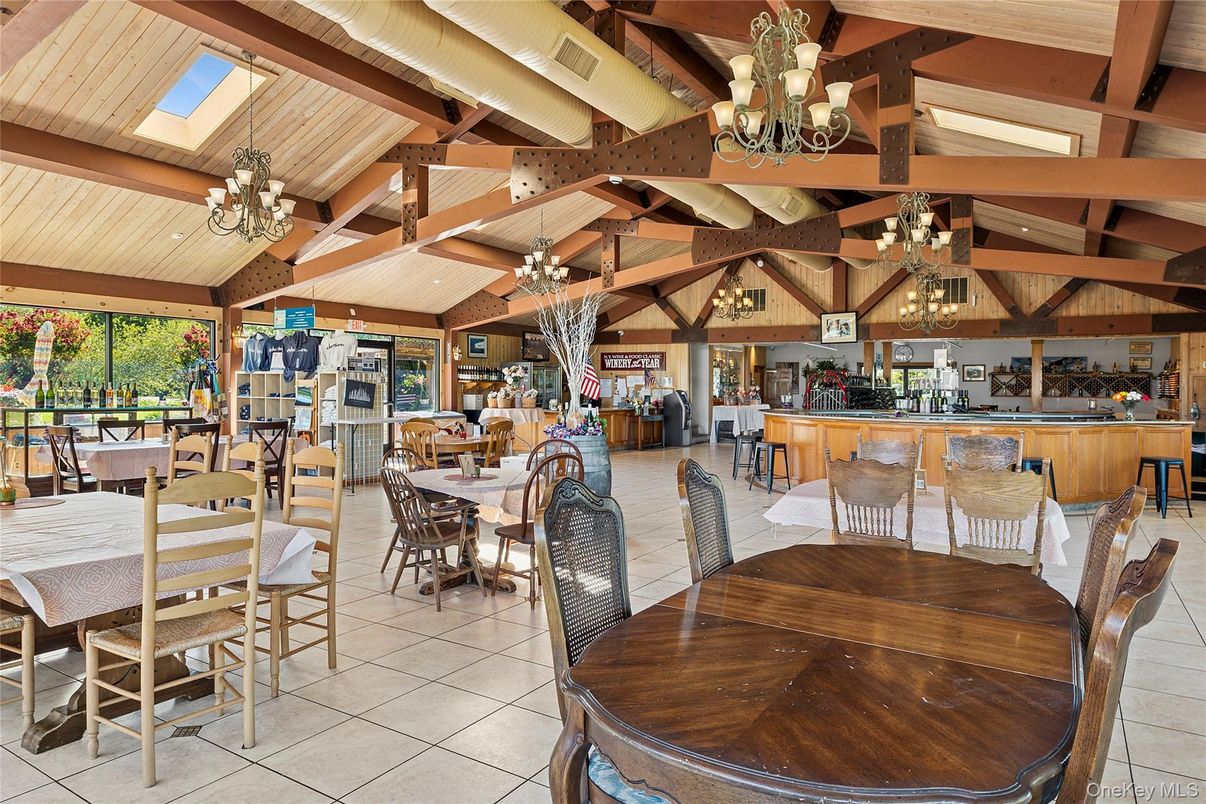 Chandelier, Dining room, Interior, Wooden Beams