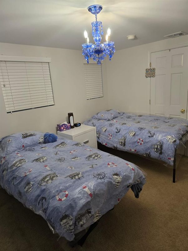 Bedroom, Chandelier, Interior