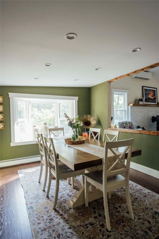 Dining room, Interior, Recessed Lighting, Wood Texture Flooring