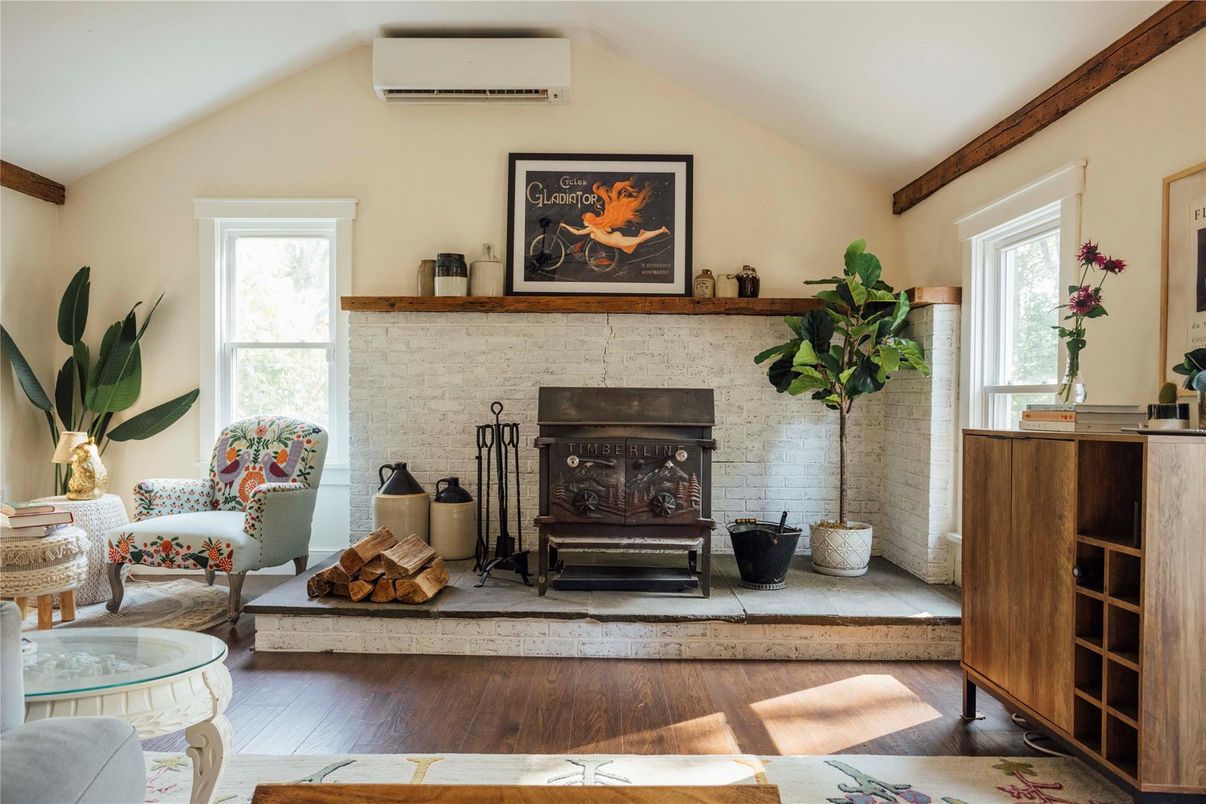 Fireplace, Interior, Stone Walls, Wood Texture Flooring