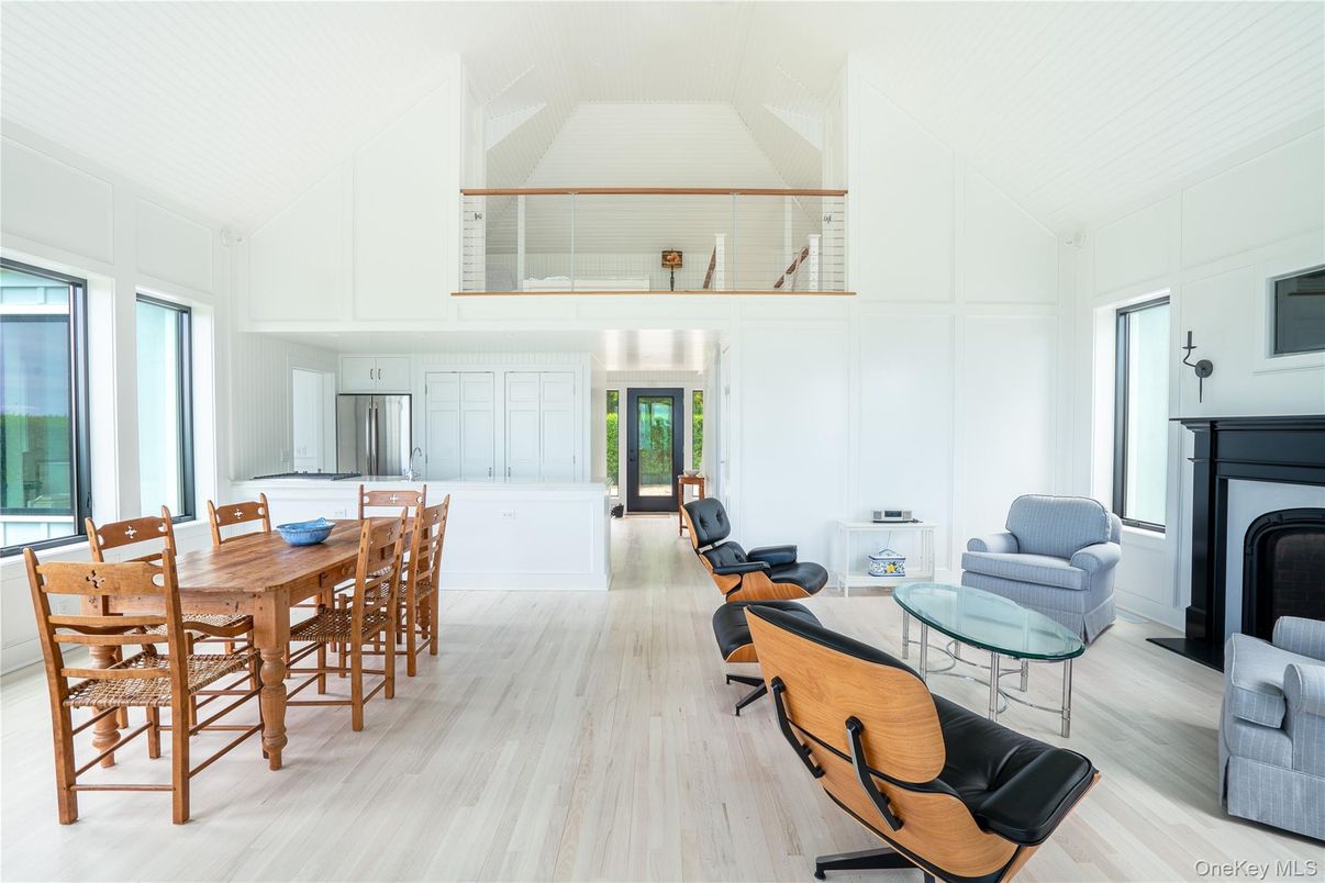 Dining room, Fireplace, Interior, Wood Texture Flooring