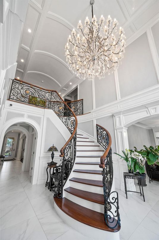 Chandelier, Interior, Marble, Recessed Lighting
