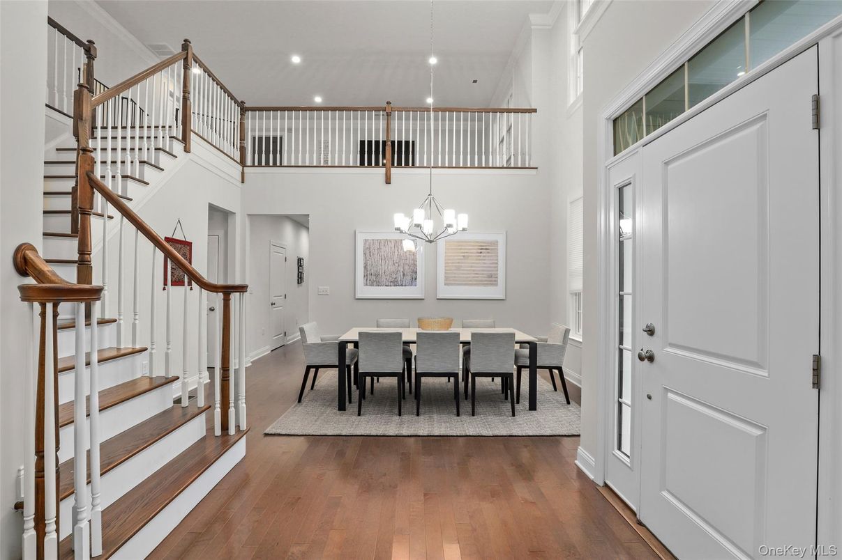 Dining room, Interior, Pendant Lights, Recessed Lighting, Wood Texture Flooring
