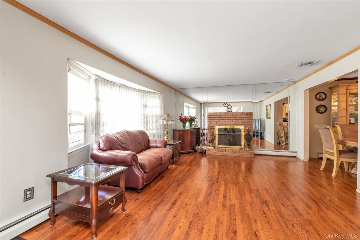 Dining room, Fireplace, Interior, Living room, Wood Texture Flooring