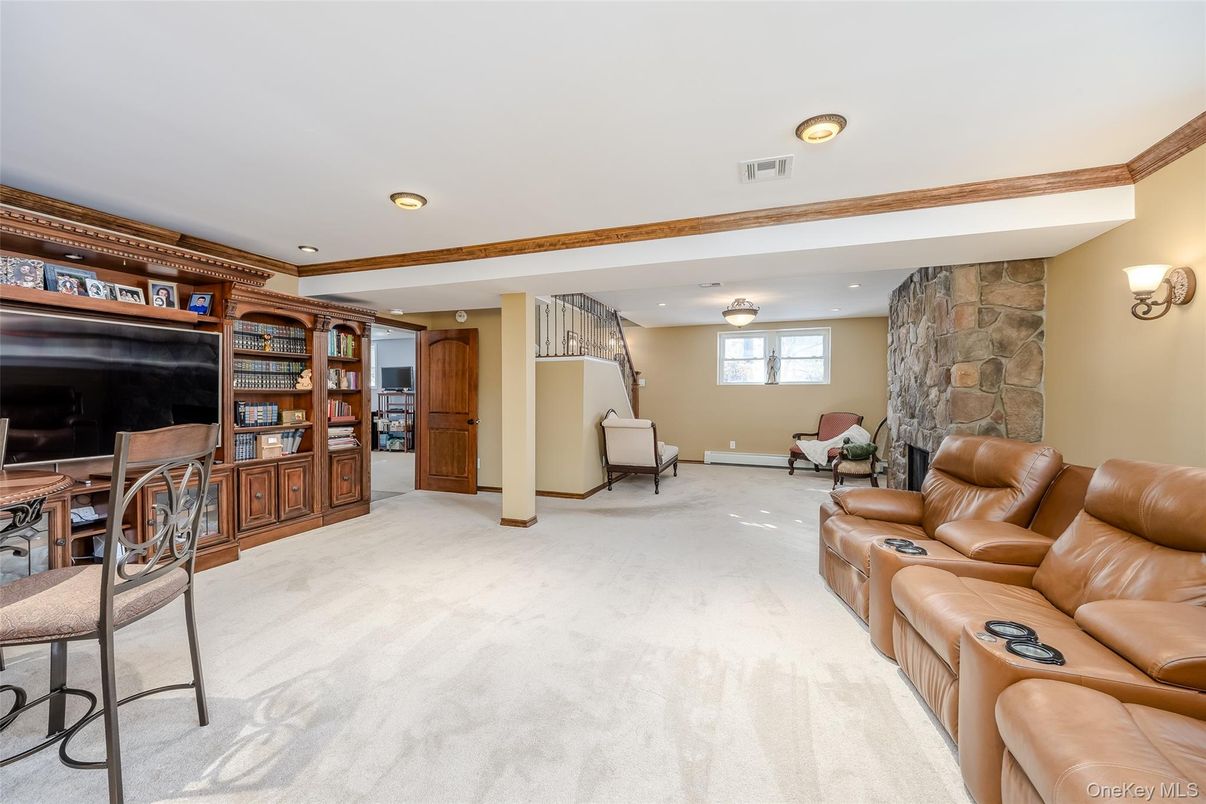 Home Theatre Room, Interior, Living room, Recessed Lighting, Stone Walls