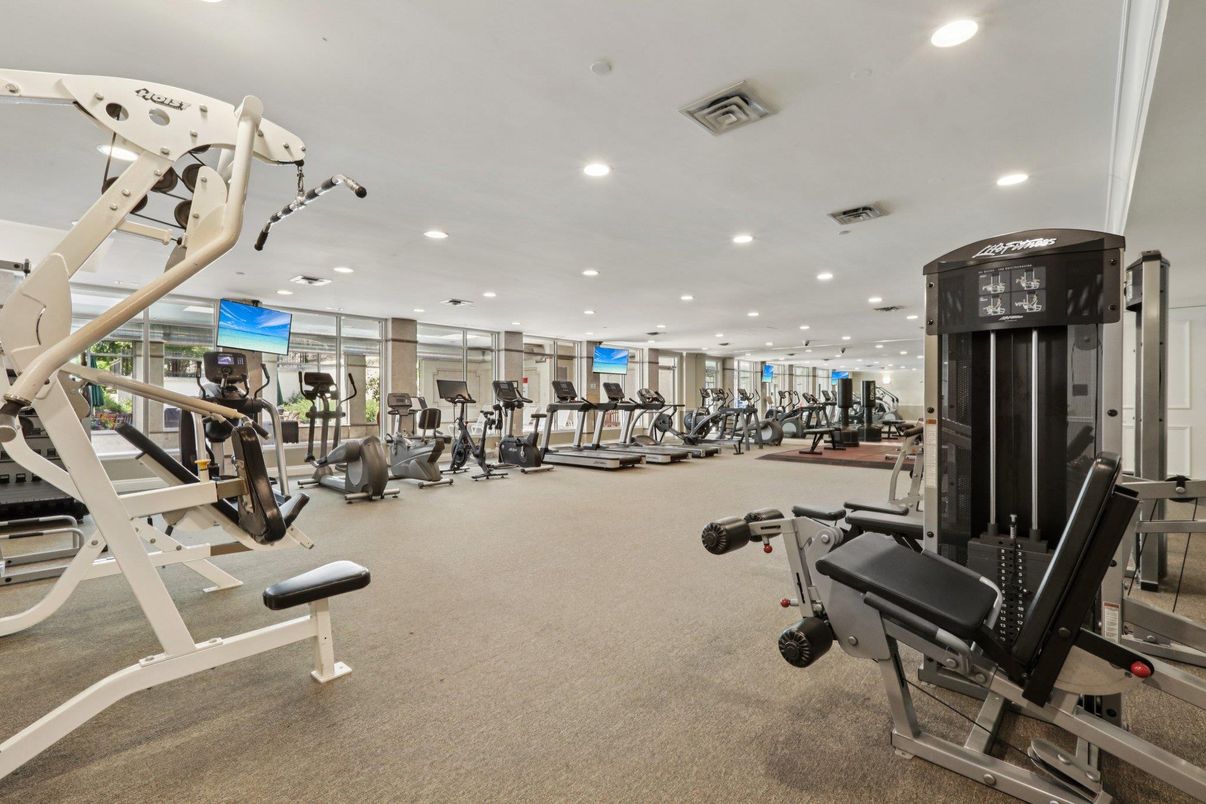 Fitness Equipment, Gym, Interior, Recessed Lighting