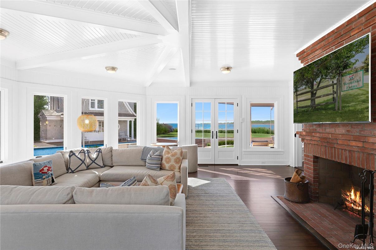 Fireplace, Interior, Living room, Water, Wood Texture Flooring