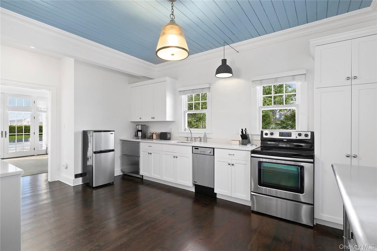 Interior, Kitchen, Pendant Lights, Stainless Steel Appliances, Wood Texture Flooring