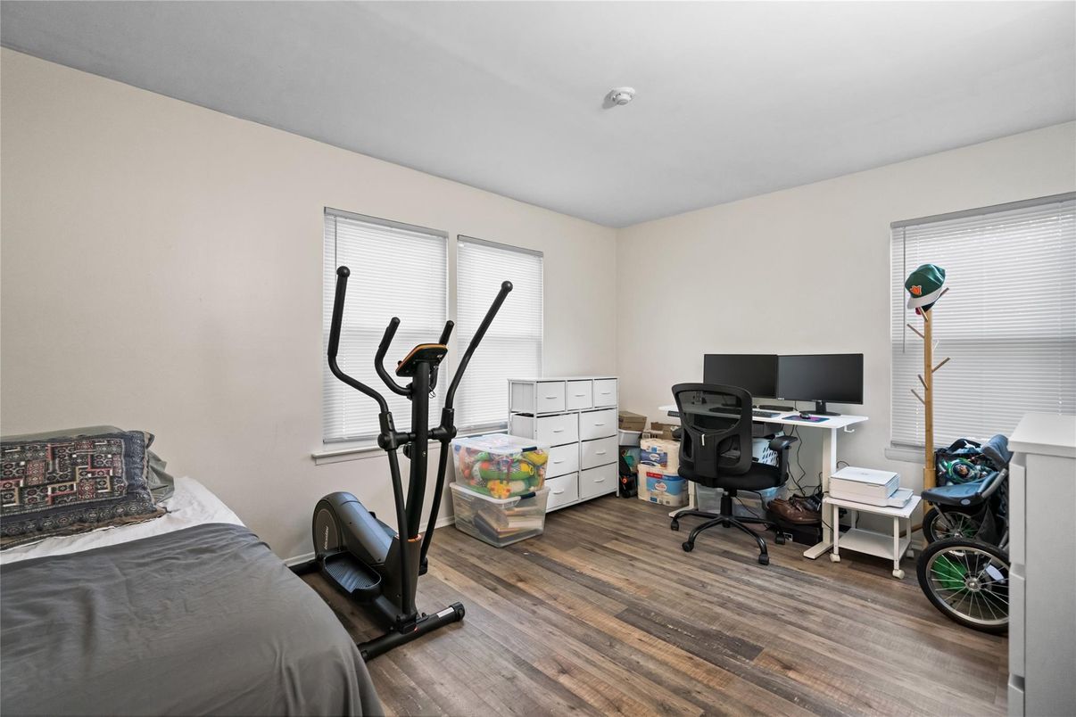 Fitness Equipment, Home Office, Interior, Wood Texture Flooring