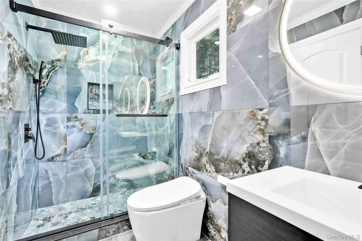 Bathroom, Glass Shower, Interior, Recessed Lighting