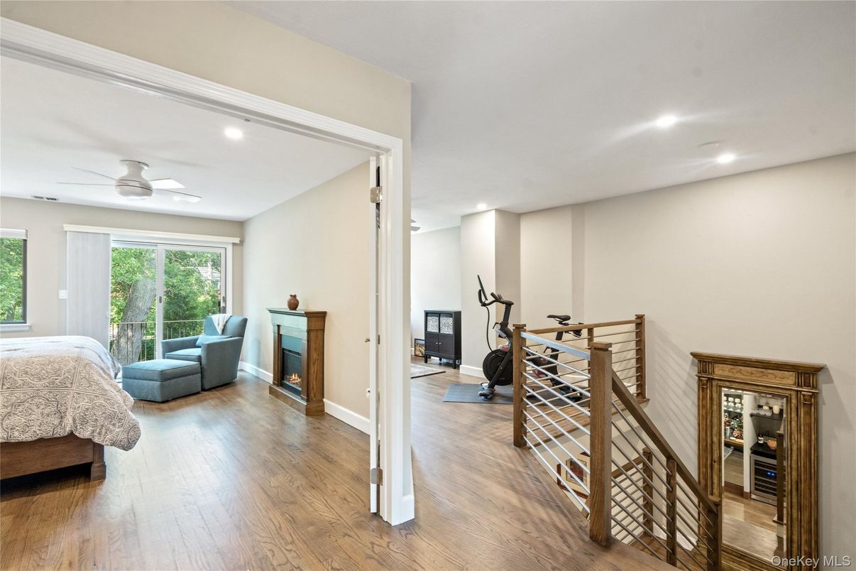 Fireplace, Interior, Recessed Lighting, Wood Texture Flooring