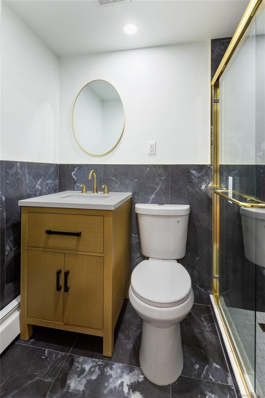 Bathroom, Glass Shower, Interior, Recessed Lighting