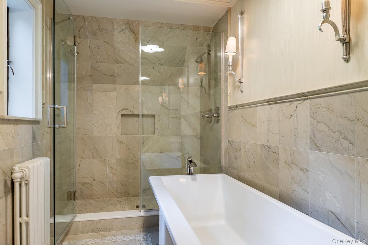 Bathroom, Glass Shower, Interior, Marble Walls