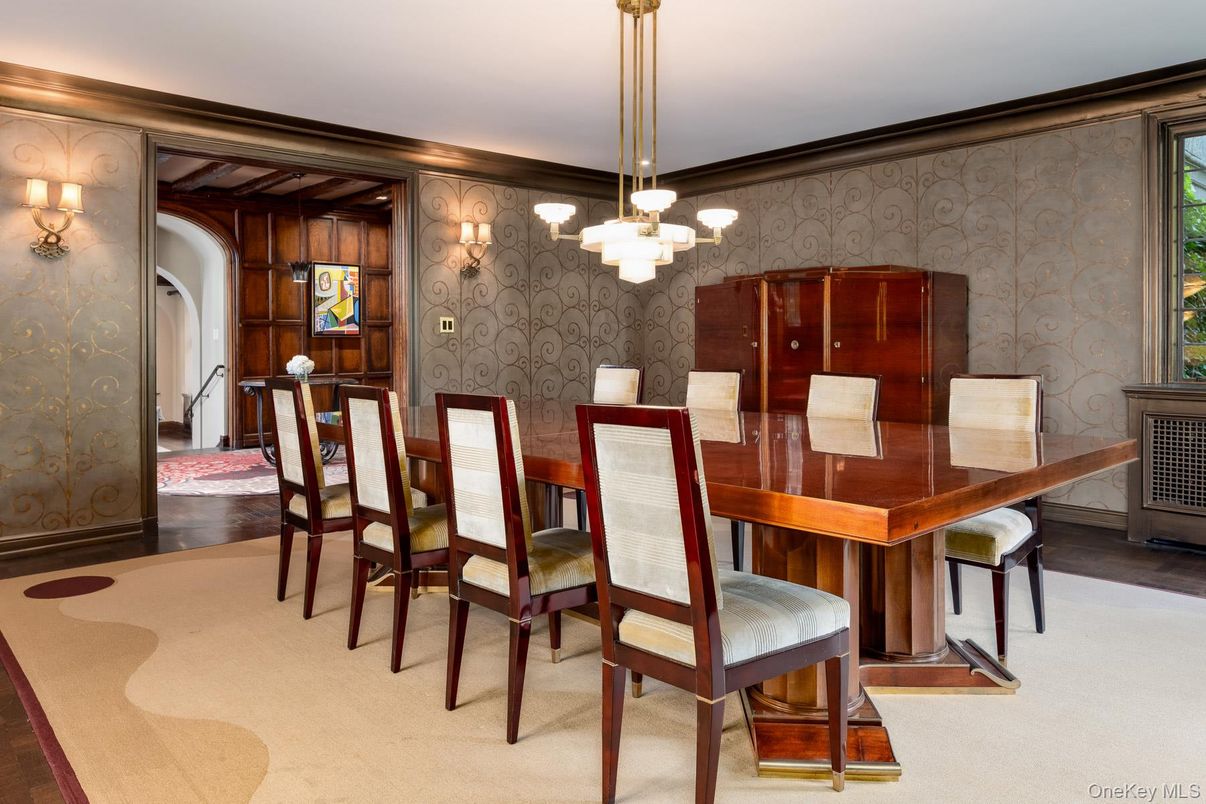 Chandelier, Dining room, Interior, Wood Texture Flooring