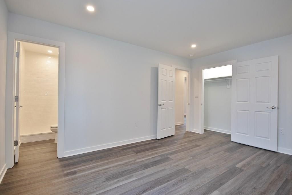 Bathroom, Empty room, Interior, Recessed Lighting, Wood Texture Flooring