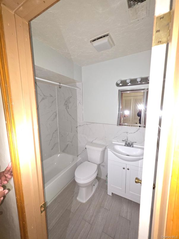Bathroom, Interior, Marble Walls, Wood Texture Flooring